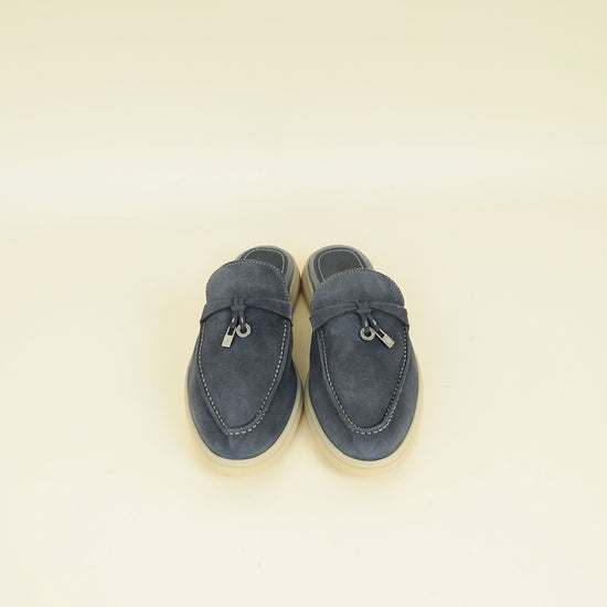 Loro Piana Dark Grey Charms Walk Babouche Loafer 37.5