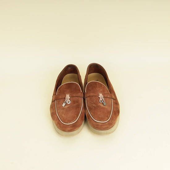 Loro Piana Saddle Brown Summer Charms Walk Loafer 37.5