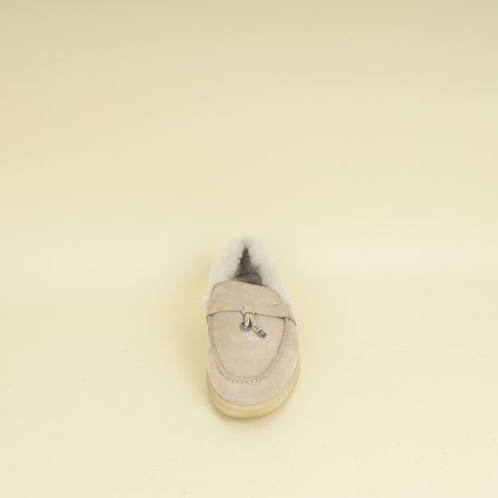 Loro Piana Powder Pearl Summer Charms Fur Walk Loafer 37