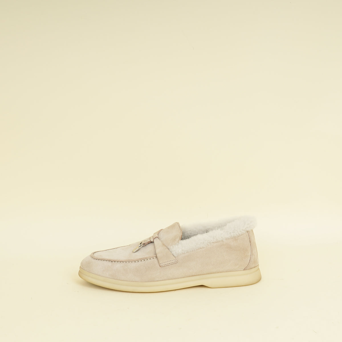 Loro Piana Powder Pearl Summer Charms Fur Walk Loafer 37