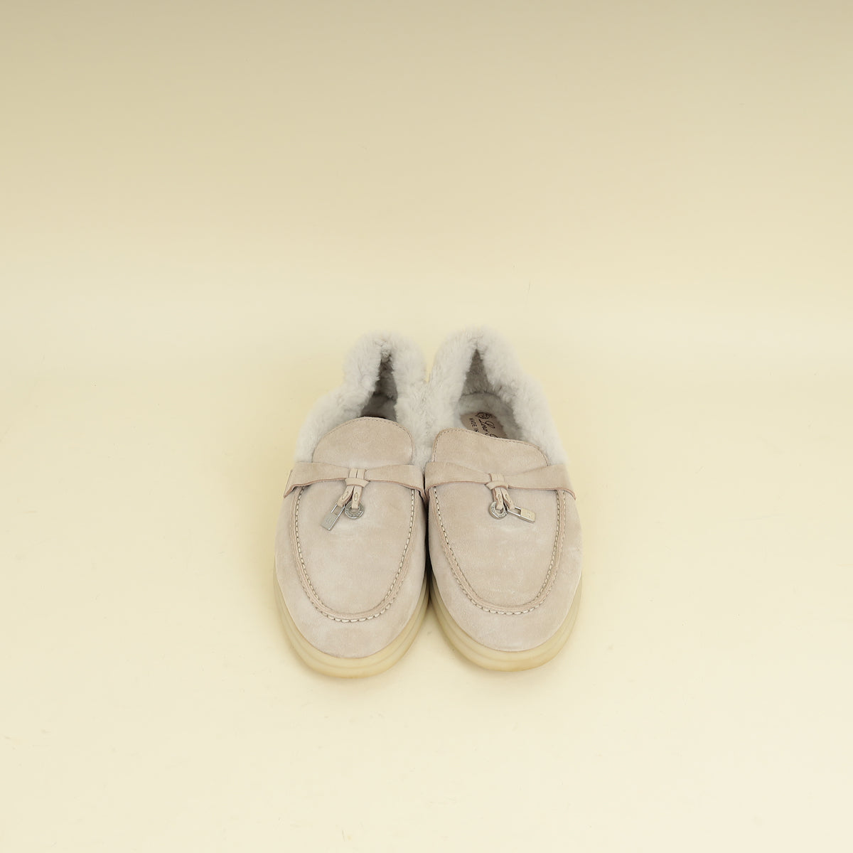 Loro Piana Powder Pearl Summer Charms Fur Walk Loafer 37