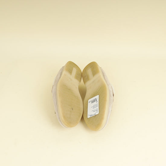 Loro Piana Powder Pearl Summer Charms Fur Walk Loafer 37