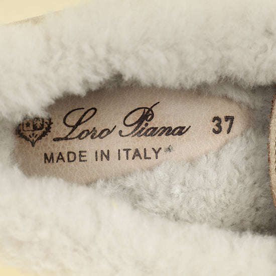 Loro Piana Powder Pearl Summer Charms Fur Walk Loafer 37