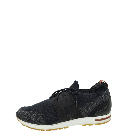 Loro Piana Navy Blue 360 Lp Lady Flexy Walk Wool Sneaker 38.5