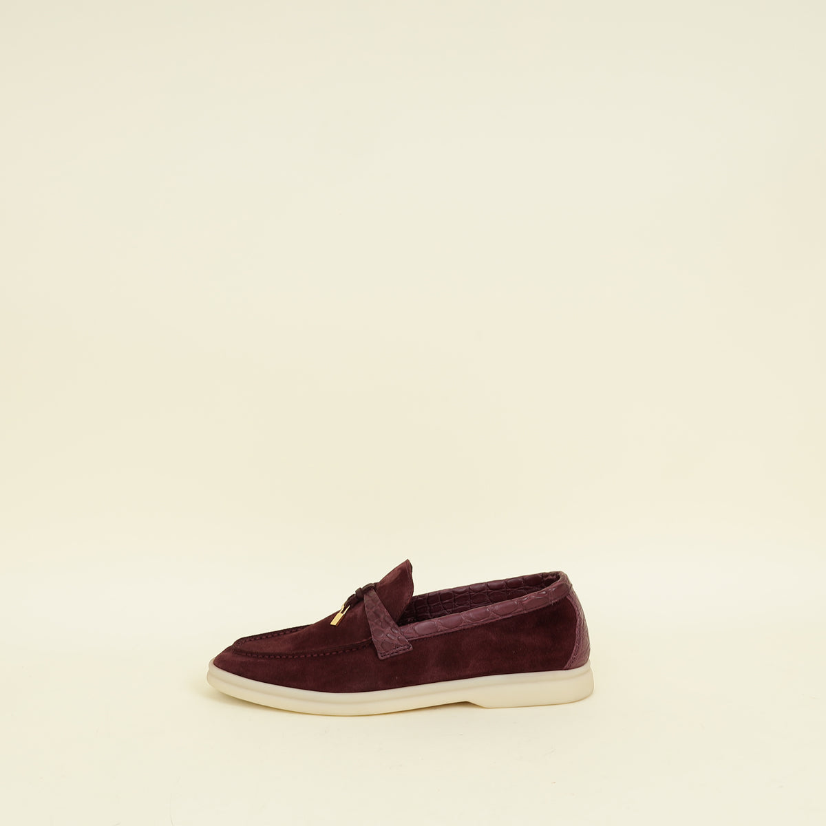 Loro Piana Wild Plum Suede And Alligator Skin Touch Summer Charms Walk Loafer 38