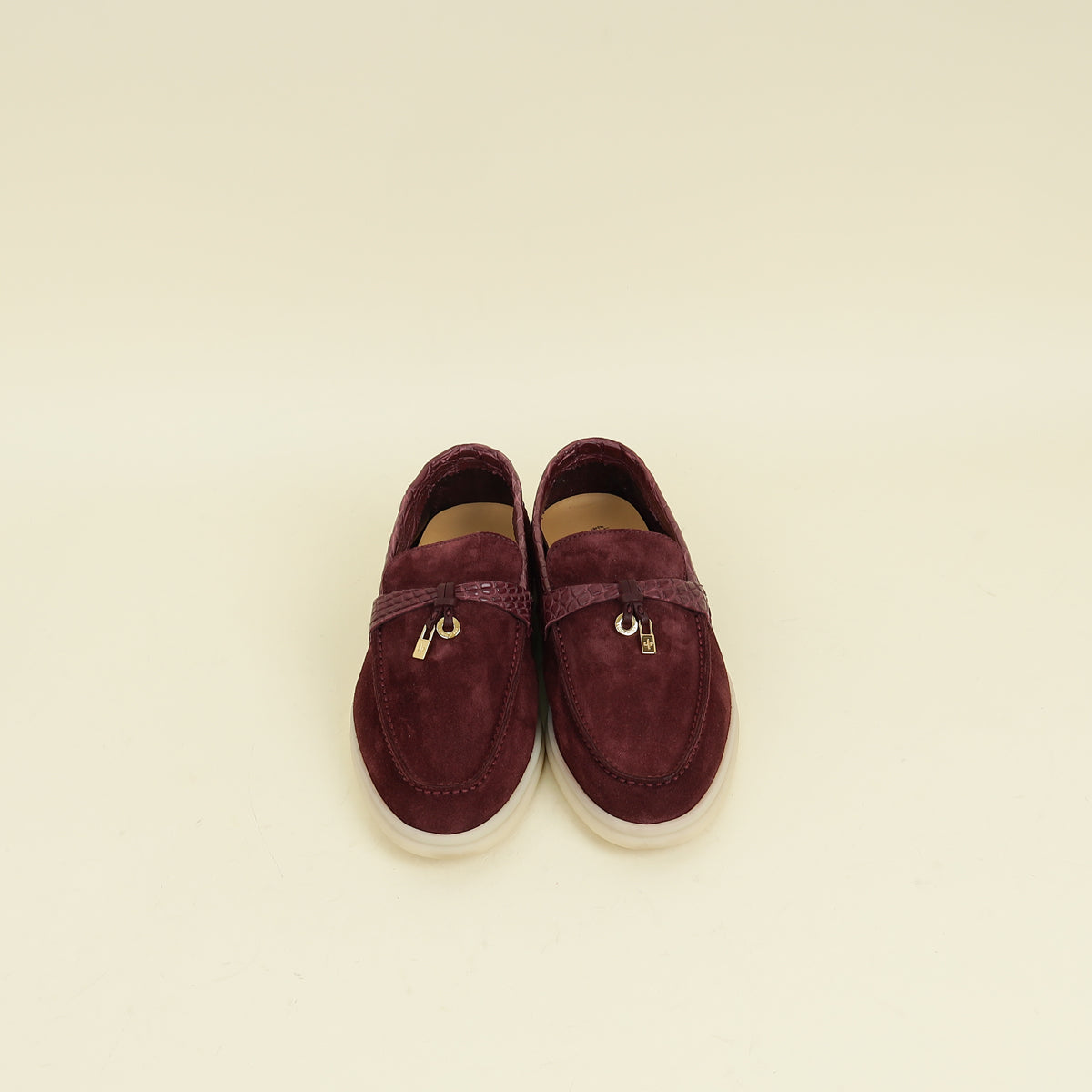 Loro Piana Wild Plum Suede And Alligator Skin Touch Summer Charms Walk Loafer 38