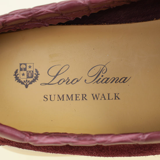 Loro Piana Wild Plum Suede And Alligator Skin Touch Summer Charms Walk Loafer 38