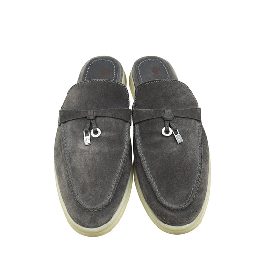 Loro Piana Grey Babouche Charms Walk Loafer 38