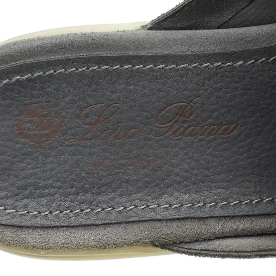 Loro Piana Grey Babouche Charms Walk Loafer 38