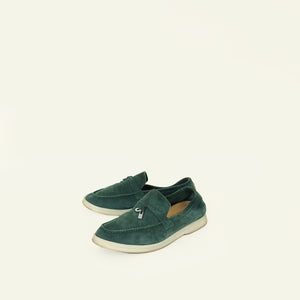 Loro Piana Green Glass Summer Charms Walk Loafer 38