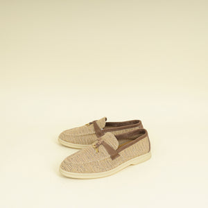 Loro Piana Bicolor Linen Summer Charms Walk Loafers 39.5