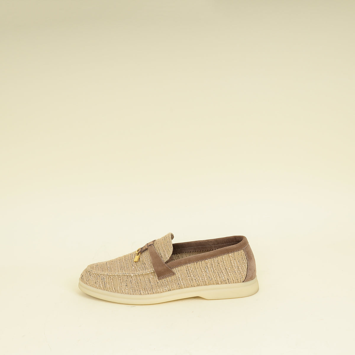 Loro Piana Bicolor Linen Summer Charms Walk Loafers 39.5