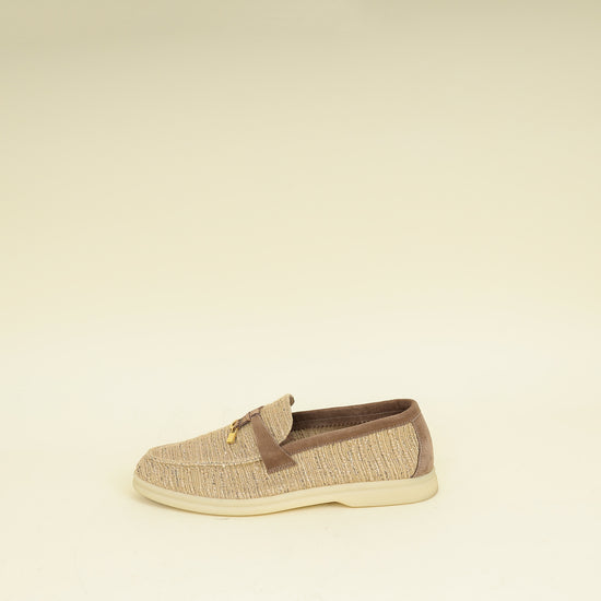 Loro Piana Bicolor Linen Summer Charms Walk Loafers 39.5