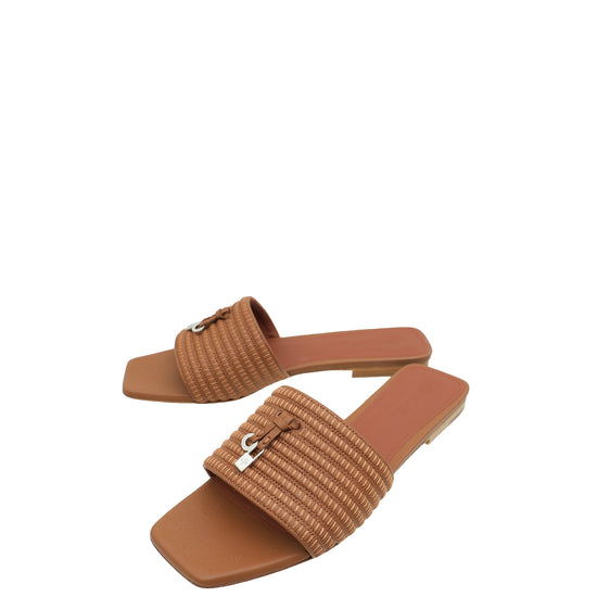 Loro Piana Brown Summer Charm Flat Sandal 39.5