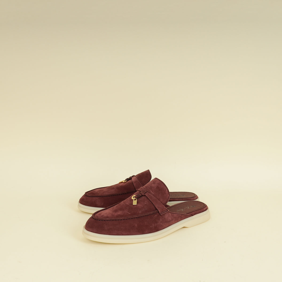 Loro Piana Oxblood Suede Babouche Charms Walk Loafer 39.5