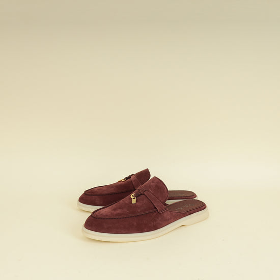 Loro Piana Oxblood Suede Babouche Charms Walk Loafer 39.5