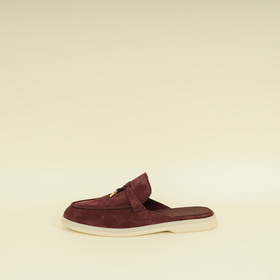 Loro Piana Oxblood Suede Babouche Charms Walk Loafer 39.5