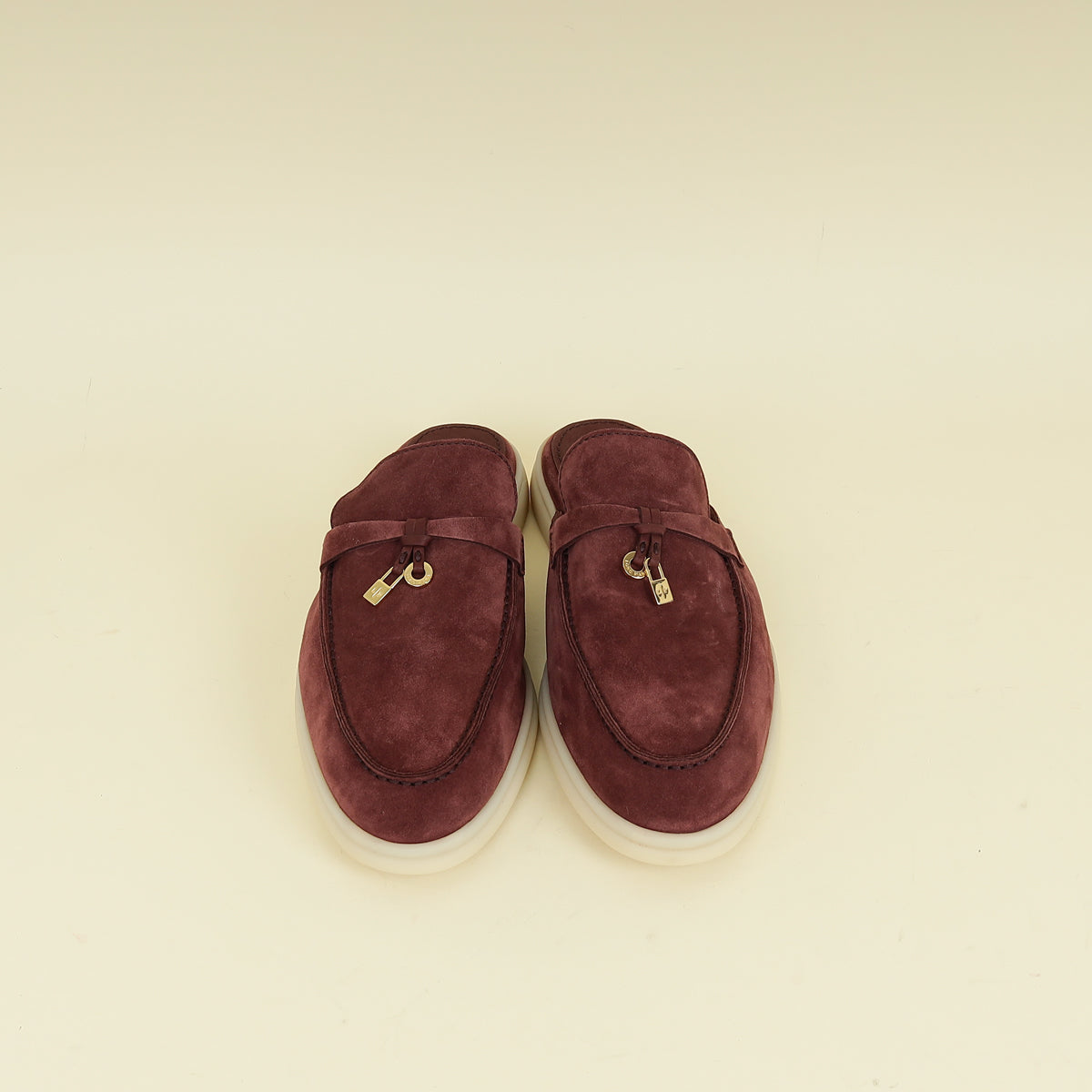 Loro Piana Oxblood Suede Babouche Charms Walk Loafer 39.5