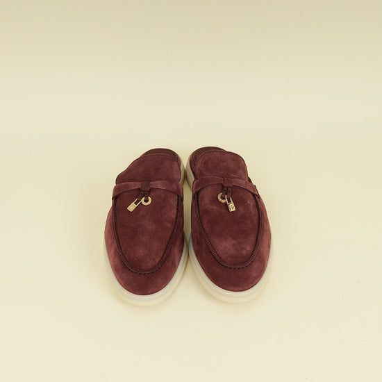 Loro Piana Oxblood Suede Babouche Charms Walk Loafer 39.5