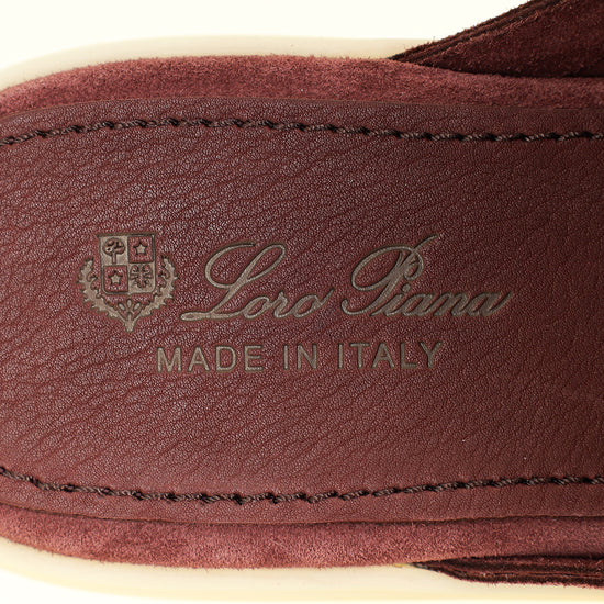 Loro Piana Oxblood Suede Babouche Charms Walk Loafer 39.5