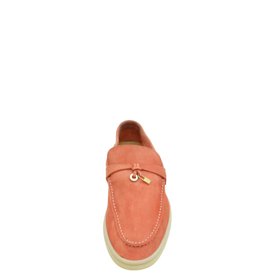 Loro Piana Sorbet Pink Summer Charm Walk Suede Loafer 39