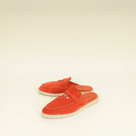 Loro Piana Orange Flamme Babouche Charms Walk Loafer 40