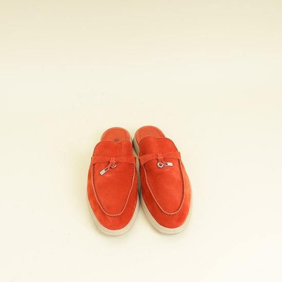 Loro Piana Orange Flamme Babouche Charms Walk Loafer 40