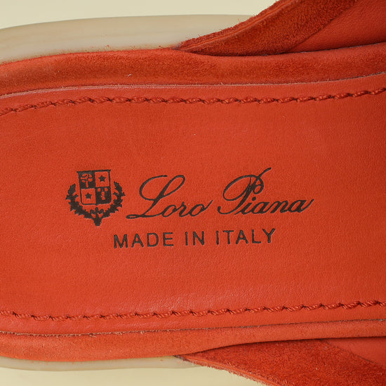 Loro Piana Orange Flamme Babouche Charms Walk Loafer 40