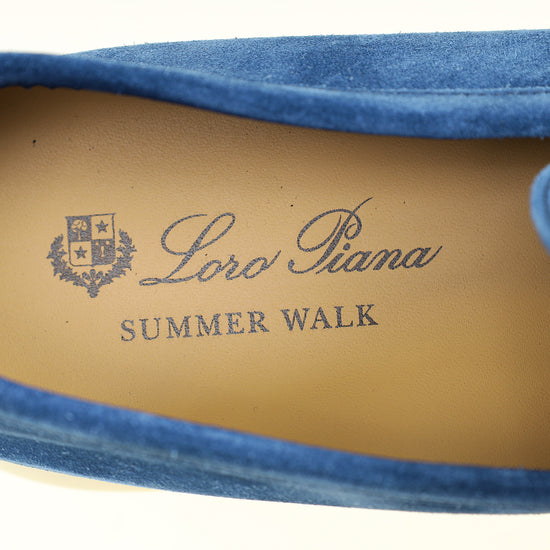 Loro Piana Cobalt Ink Summer Walk Suede Loafer 41.5