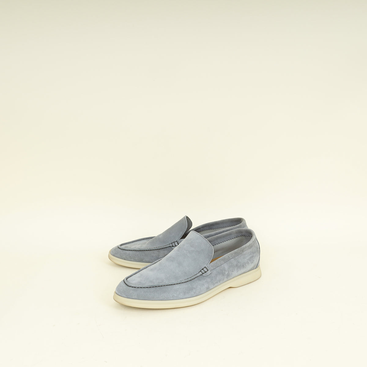 Loro Piana Gull Gray Summer Walk Suede Loafer 41