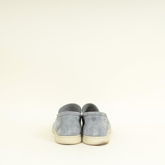 Loro Piana Gull Gray Summer Walk Suede Loafer 41