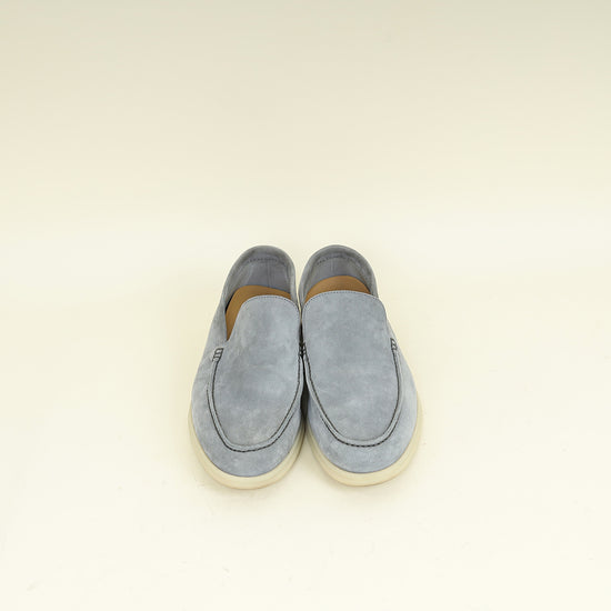 Loro Piana Gull Gray Summer Walk Suede Loafer 41