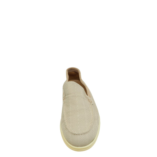 Loro Piana Light Beige Summer Knit Walk Wish Loafers 42