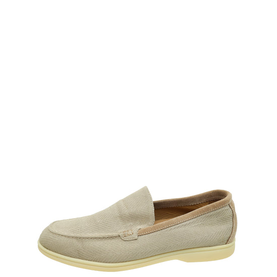 Loro Piana Light Beige Summer Knit Walk Wish Loafers 42