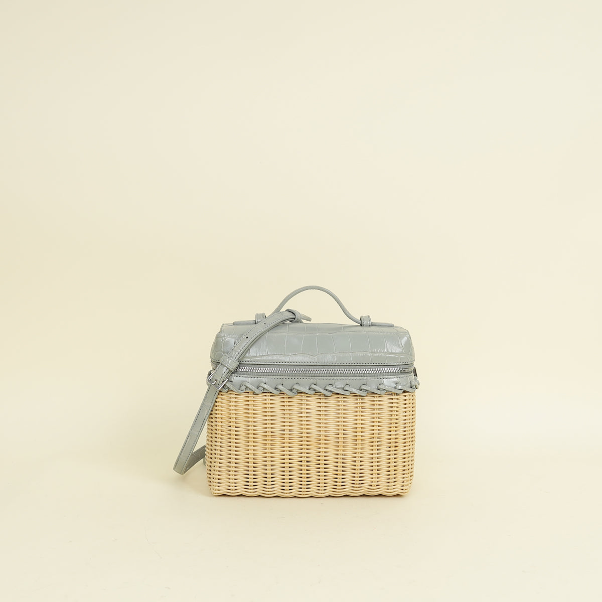 Loro Piana Bicolor Extra Pocket L19 Alligator Wicker Pouch