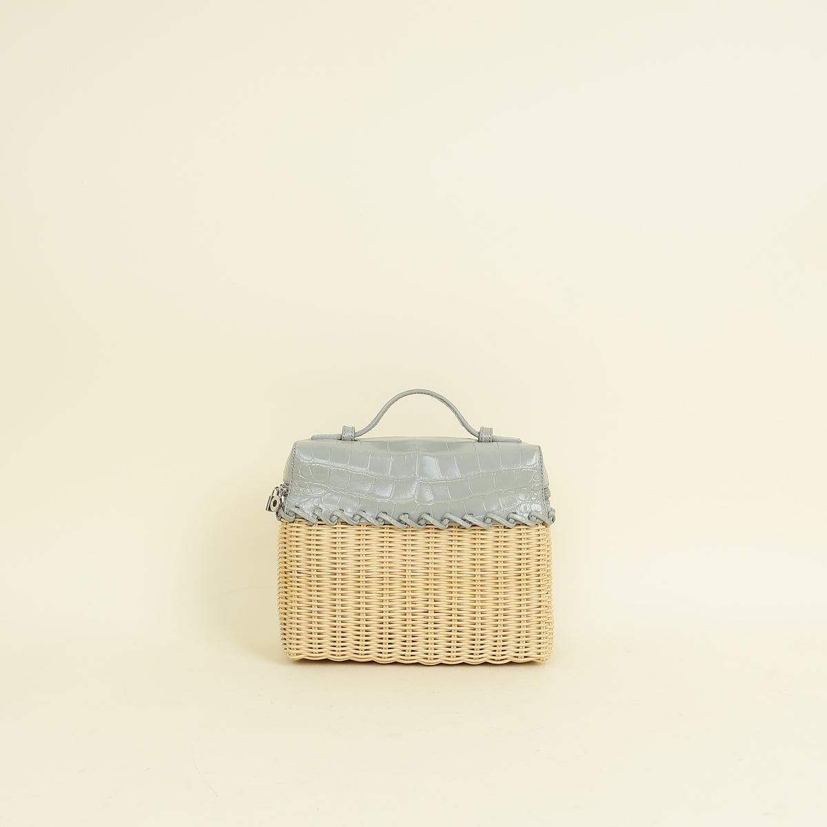 Loro Piana Bicolor Extra Pocket L19 Alligator Wicker Pouch