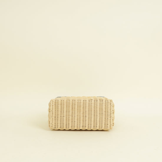 Loro Piana Bicolor Extra Pocket L19 Alligator Wicker Pouch