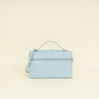 Loro Piana Blue Celadon Extra Pocket L27 Soft Shiny Alligator Bag