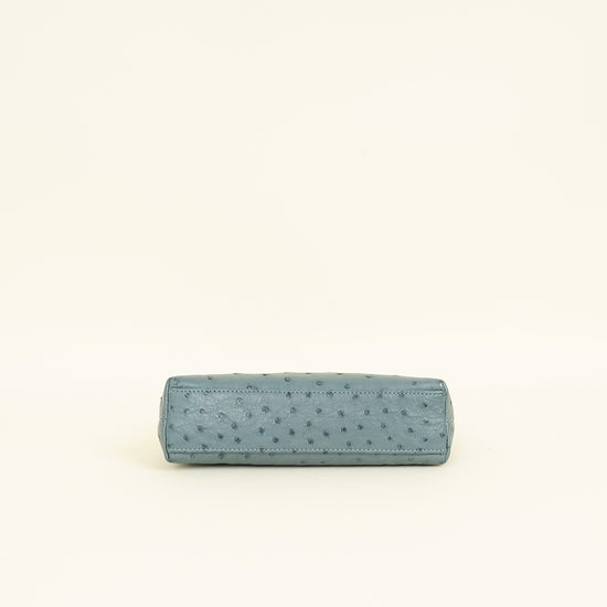 Loro Piana Blue Grey Ostrich Extra Pouch L19 Bag