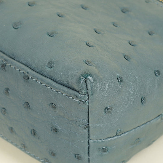 Loro Piana Blue Grey Ostrich Extra Pouch L19 Bag