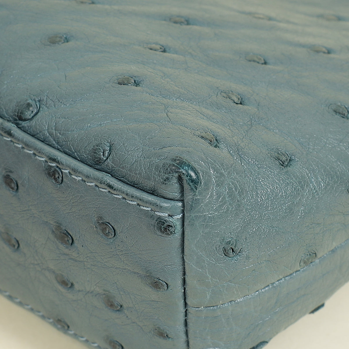 Loro Piana Blue Grey Ostrich Extra Pouch L19 Bag