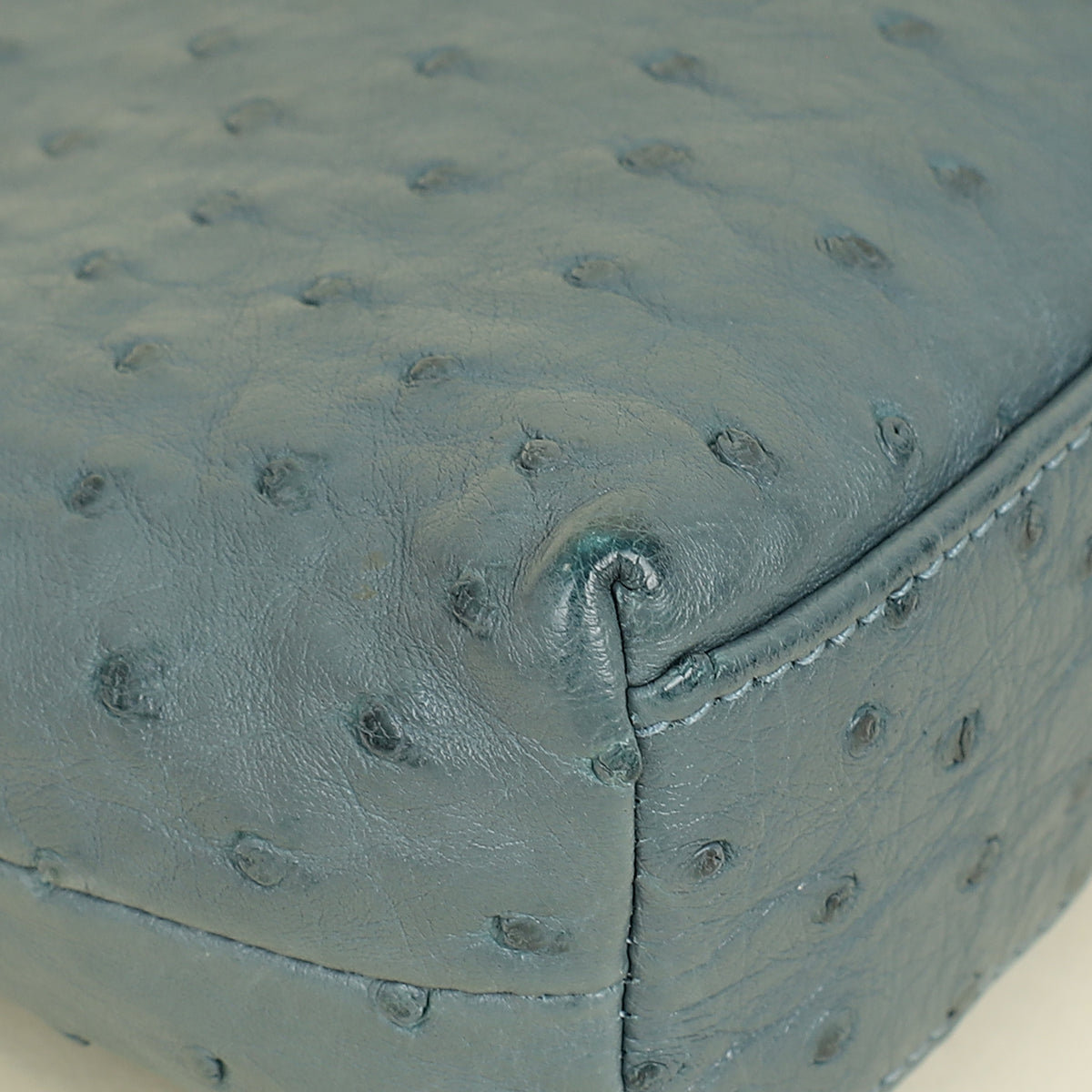 Loro Piana Blue Grey Ostrich Extra Pouch L19 Bag