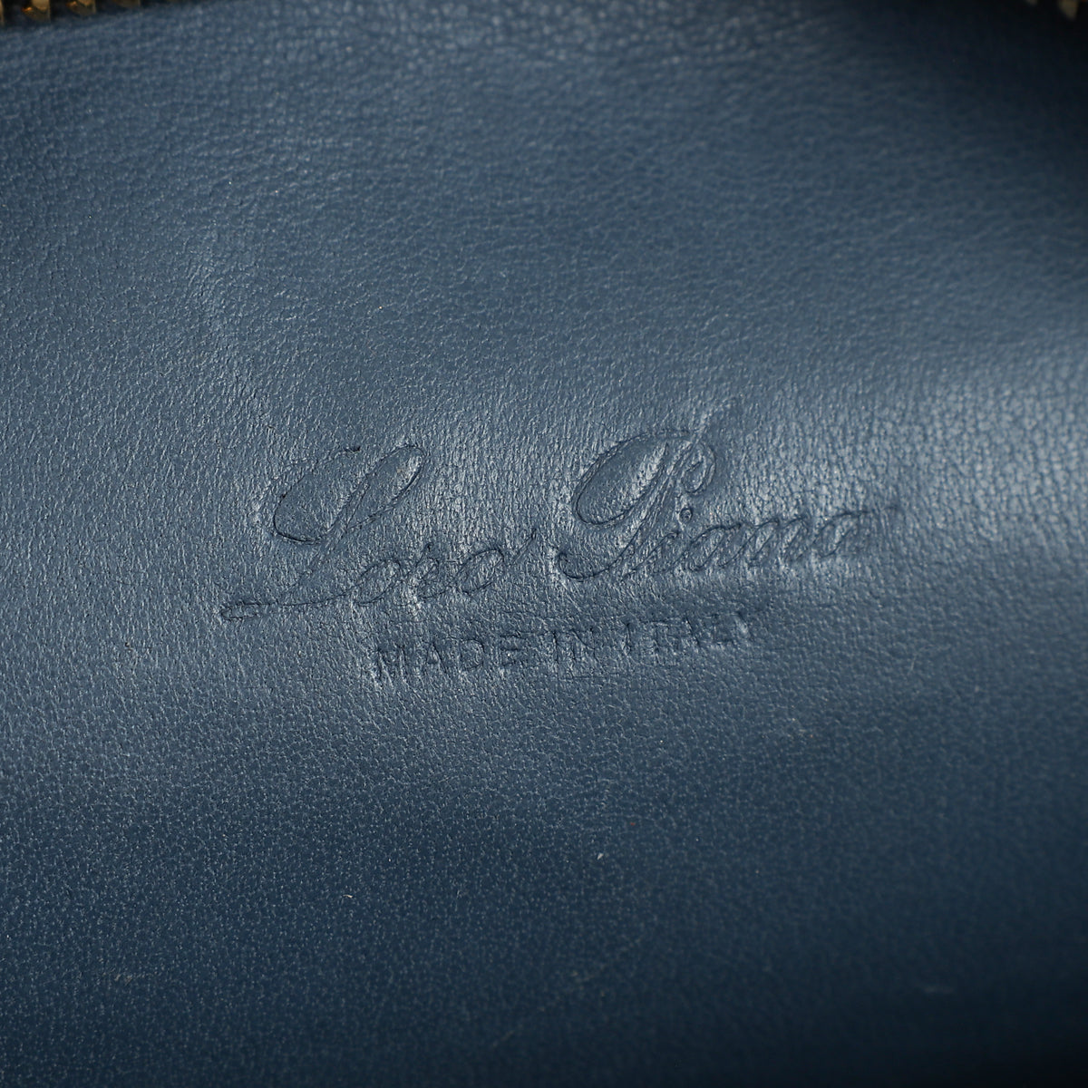 Loro Piana Blue Grey Ostrich Extra Pouch L19 Bag