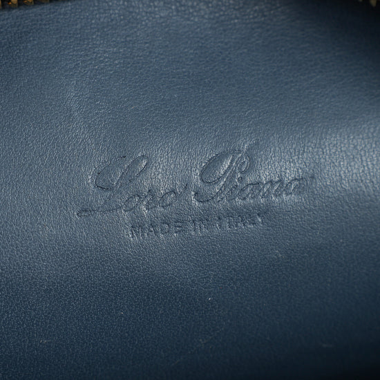 Loro Piana Blue Grey Ostrich Extra Pouch L19 Bag