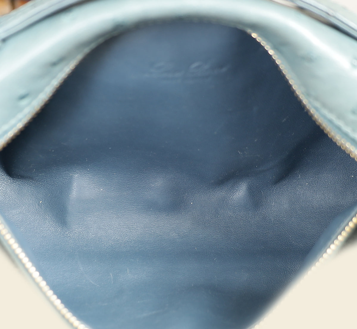 Loro Piana Blue Grey Ostrich Extra Pouch L19 Bag