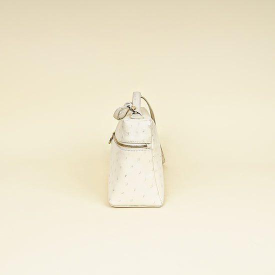 Loro Piana Whisper White Ostrich Extra L27 Bag