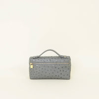 Loro Piana Grey Ostich Extra Pouch L19 Bag