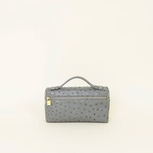 Loro Piana Grey Ostich Extra Pouch L19 Bag