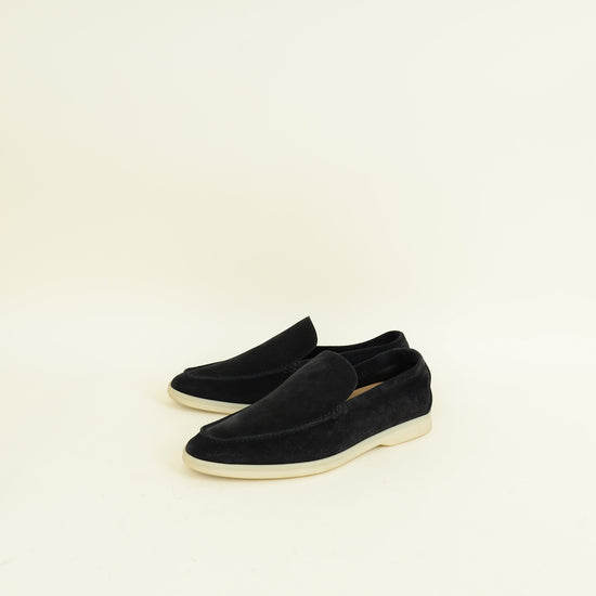 Loro Piana Black Summer Walk Suede Loafer 41.5