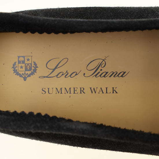 Loro Piana Black Summer Walk Suede Loafer 41.5